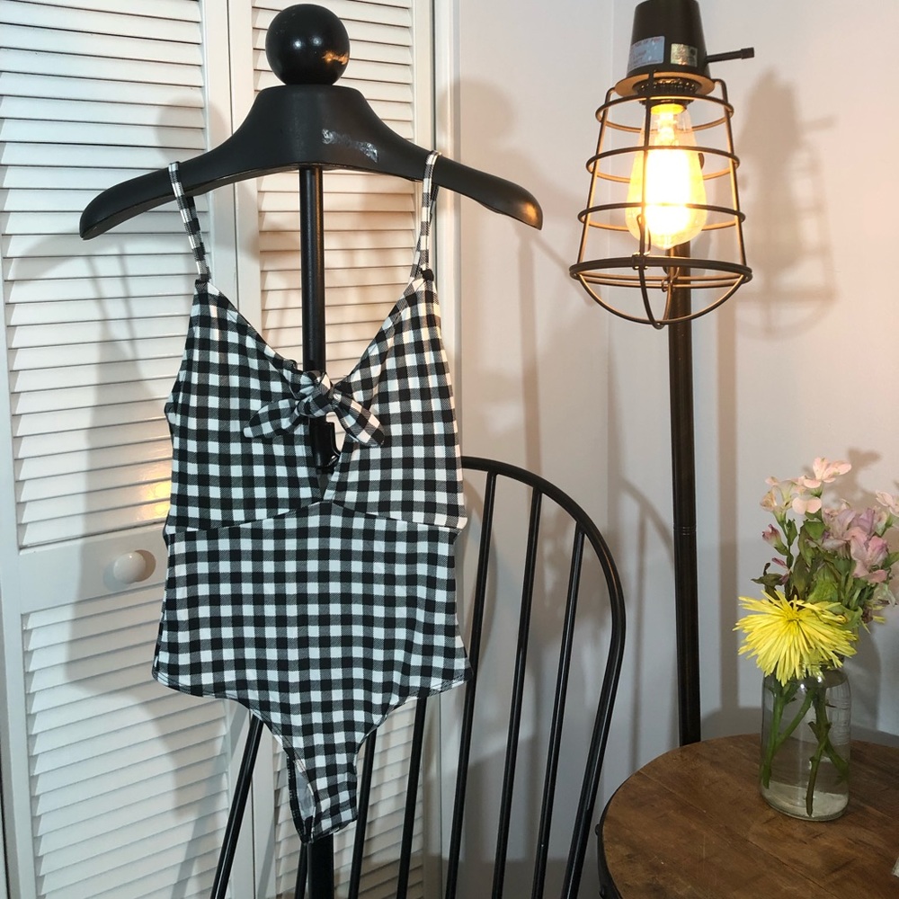 Black & White Checkered thong bodysuit